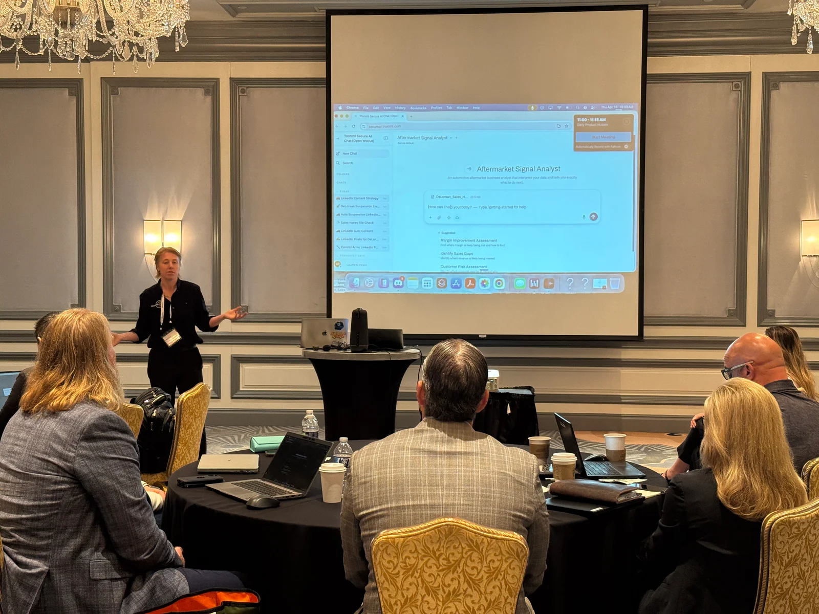 Lauren McCullough leading an AI training session for an aftermarket team